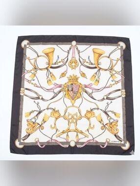 Vintage Liz Claiborne Silk Scarf - Equestrian Crest & Horn Motif